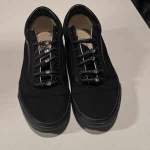 Vans Black Canvas Sneakers with Unique Lacing